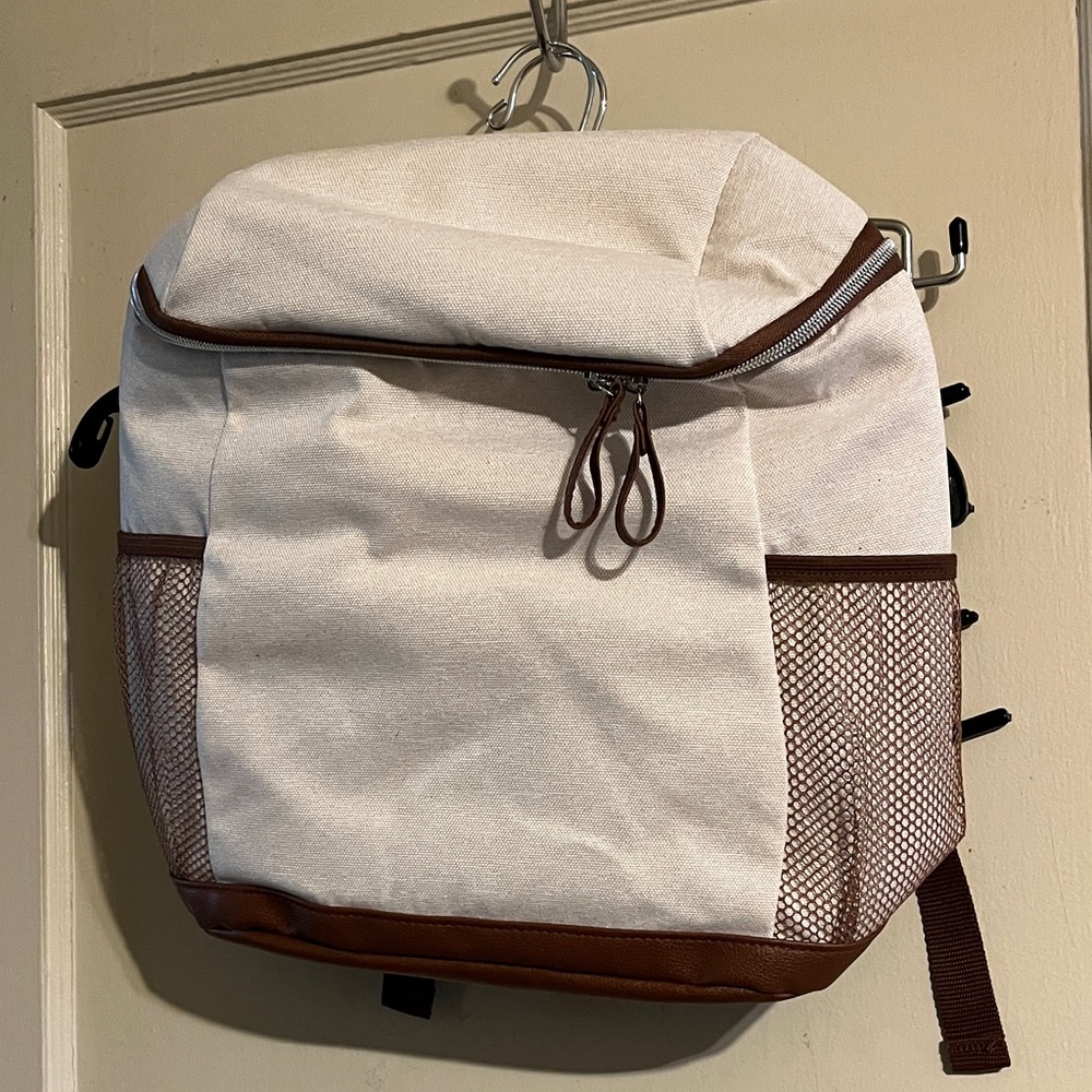 Canvas and Leather Accent Backpack - lunchbox